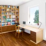 Deckenhohes Bücherregal mit Schiebeleiter