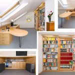 Arbeitszimmer mit kompakter Bibliothek