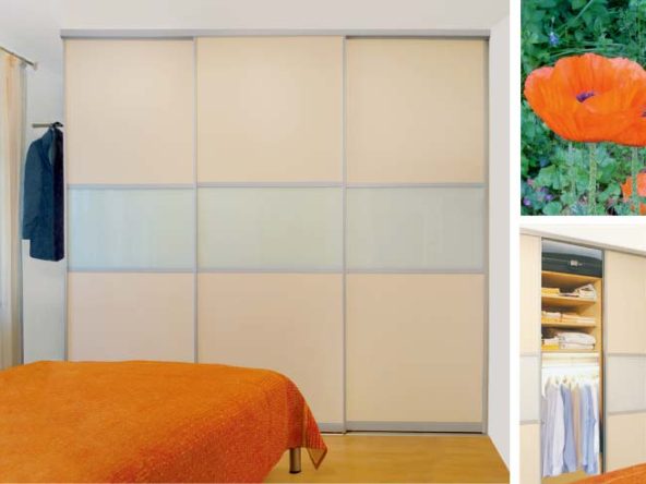 Schlafzimmer mit raumhohen Schiebetürschrank