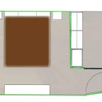 Schlafzimmer mit begehbarem Schrank: Grundriss-Zeichnung des Schlafzimmers und des begehbaren Kleiderschrankes