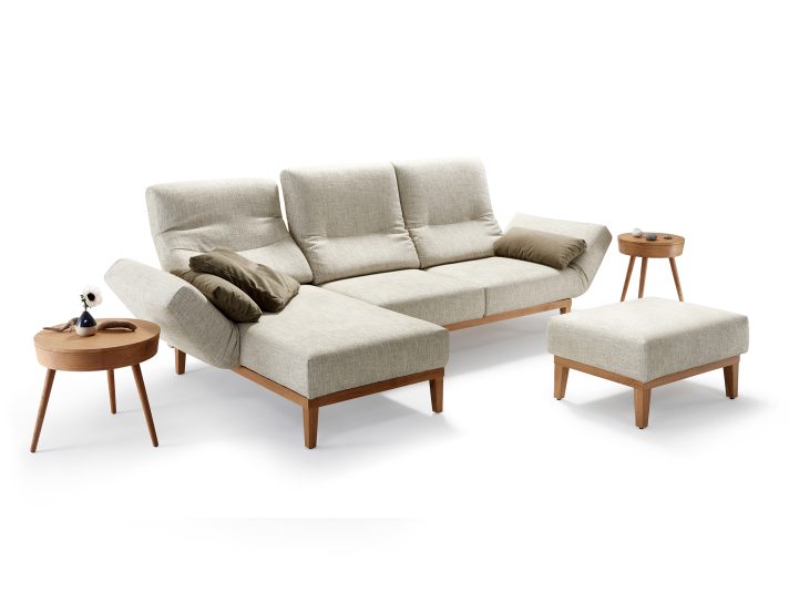 Sofa mit abklappbarer Rückenlehne und Seitenlehne